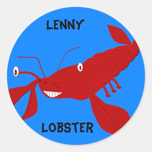 Lenny, Lobster Ronde Sticker (Voorkant)