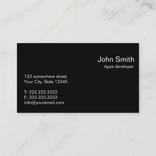 Lens Flare Apps-ontwikkelaar Visitekaartje (Achterkant)