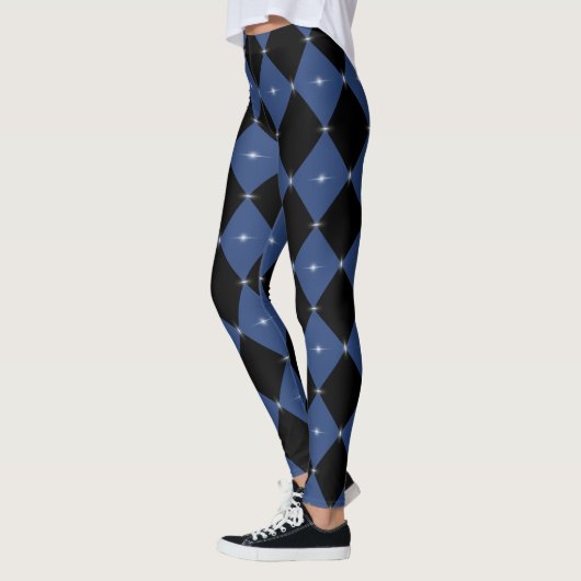 Lens Flares Harlequin Pattern Blue/Black Leggings (Links)