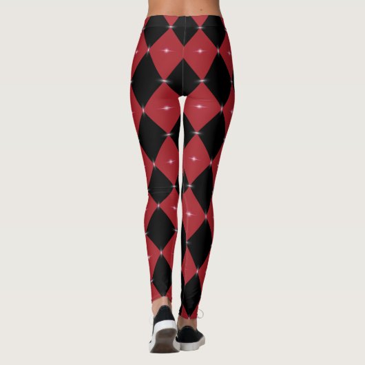 Lens Flares Harlequin Pattern Red/Black Leggings (Achterkant)