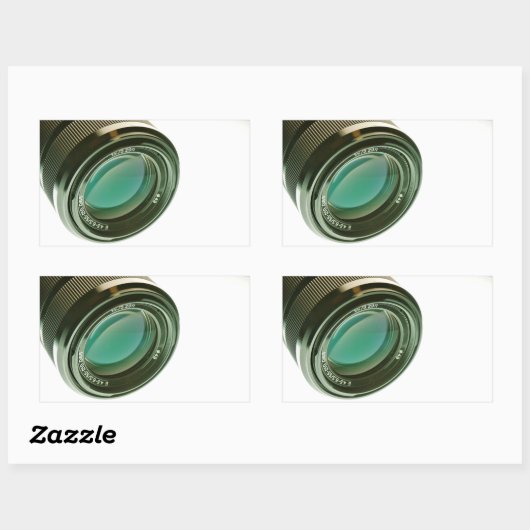Lens van een fotocamera, een scherpe blik. rechthoekige sticker (Vel)