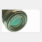 Lens van een fotocamera, een scherpe blik. rechthoekige sticker (Voorkant)