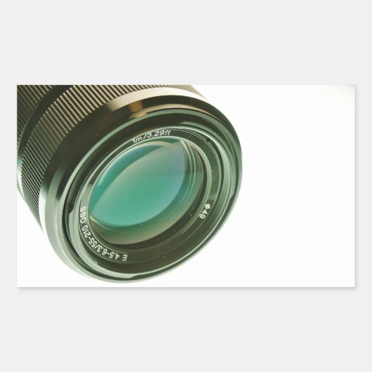 Lens van een fotocamera, een scherpe blik. rechthoekige sticker (Voorkant)
