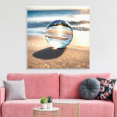 Lensbal op oceaanstrand canvas afdruk (Insitu (Woonkamer))