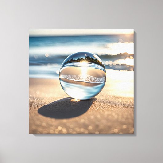 Lensbal op oceaanstrand canvas afdruk (Voorkant)