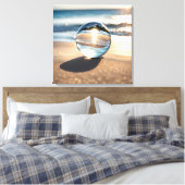 Lensbal op oceaanstrand canvas afdruk (Insitu (Slaapkamer))
