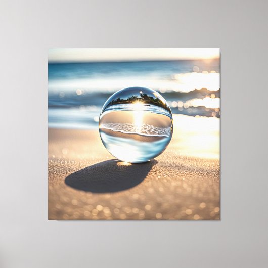 Lensbal op Ocean Beach Canvas Afdruk (Voorkant)
