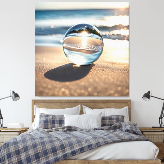 Lensbal op Ocean Beach Canvas Afdruk (Insitu (Slaapkamer))