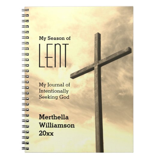 LENT JOURNAL zoekend God Lenten Cross Personated Notitieboek (Voorkant)