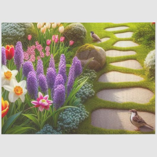 Lent Tulpen Narcissen Hyacint Bloemig Tissuepapier (Voorkant)