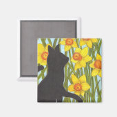 Lentafodil zwarte kat magneet (Voorkant / Achterkant)