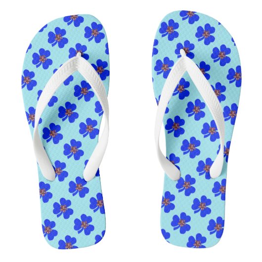 Lentblauw, blauwe klaver teenslippers (Voetbed)
