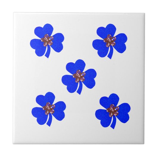 Lentblauw, blauwe klaver voor keuken tegeltje (Voorkant)