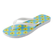 Lentblauwe en gele, gele klavers teenslippers (Schuin)