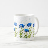 Lentblauwe hemel bloemen moderne waterverf koffiemok (Voorkant rechts)