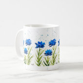 Lentblauwe hemel bloemen moderne waterverf koffiemok (Voorkant links)