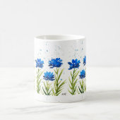 Lentblauwe hemel bloemen moderne waterverf koffiemok (Center)