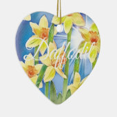 Lentbloem Geel Daffodil en Blauwe Zonnezon Keramisch Ornament (Rechts)