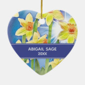 Lentbloem Geel Daffodil en Blauwe Zonnezon Keramisch Ornament (Achterkant)