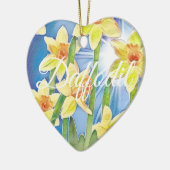 Lentbloem Geel Daffodil en Blauwe Zonnezon Keramisch Ornament (Links)