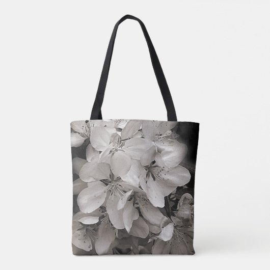 Lentbloem in zwart-wit tote bag (Achterkant)