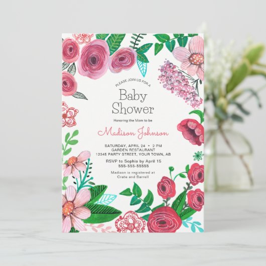 Lentbloemen | BABY SHOWER | Uitnodiging (Staand voorkant)