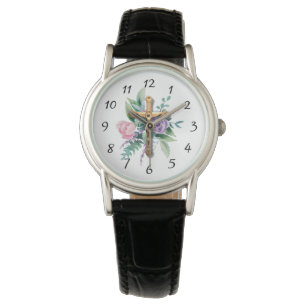 Lentbloemen   Crucifix   Religie Horloge