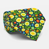 Lentbloemen - Donkere Blauwgroen Stropdas (Opgerold)