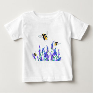 Lentbloemen en bijen die Baby T-shirt vliegen