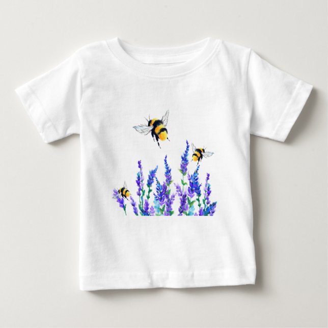 Lentbloemen en bijen die Baby T-shirt vliegen (Voorkant)