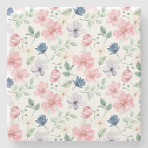 Lentbloemen en -bladeren stenen onderzetter