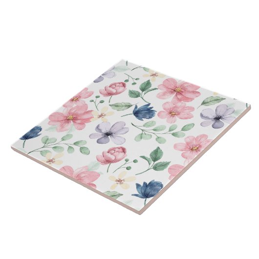 Lentbloemen en -bladeren tegeltje (Zijkant)