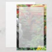 Lentbloemen en een oude tractor. briefpapier (Voorkant / Achterkant)