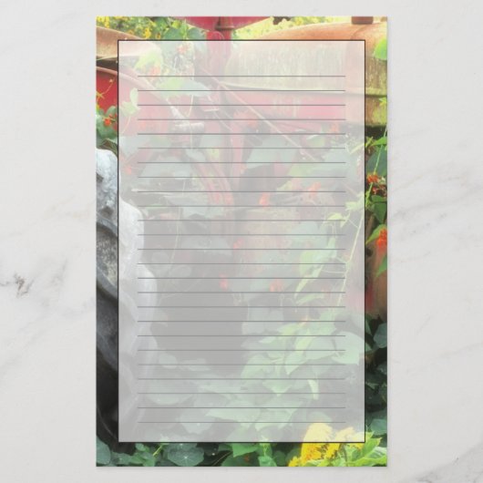 Lentbloemen en een oude tractor. briefpapier (Voorkant)