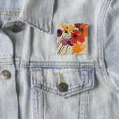 Lentbloemen en -stenen vierkante button 5,1 cm (In situ)