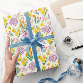 Lentbloemen geel easter floral tulip patroon cadeaupapier