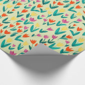 Lentbloemen geel folderbloemig bloemetjespatroon cadeaupapier (Hoek)