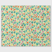 Lentbloemen geel folderbloemig bloemetjespatroon cadeaupapier (Vlak)