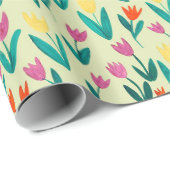 Lentbloemen geel folderbloemig bloemetjespatroon cadeaupapier (Rol Hoek)