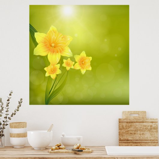 Lentbloemen Gele deffodis Poster (Keuken)
