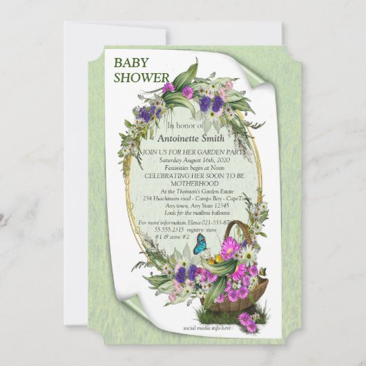 Lentbloemen in een Baby shower-uitnodiging voor ma Kaart (Voorkant)