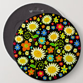 Lentbloemen - kolossaal ronde button 6,0 cm (Voorkant /achterkant)