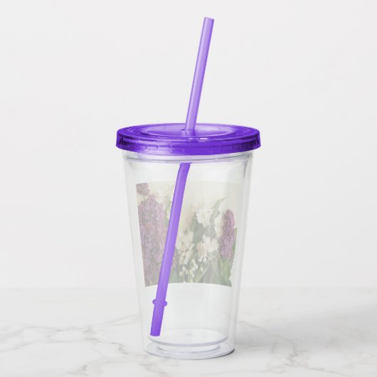 Lentbloemen Lila Acrylknollen Acryl Drinkbeker (Achterkant)