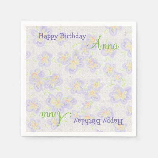 Lentbloemen (lila) servetten (Voorkant)