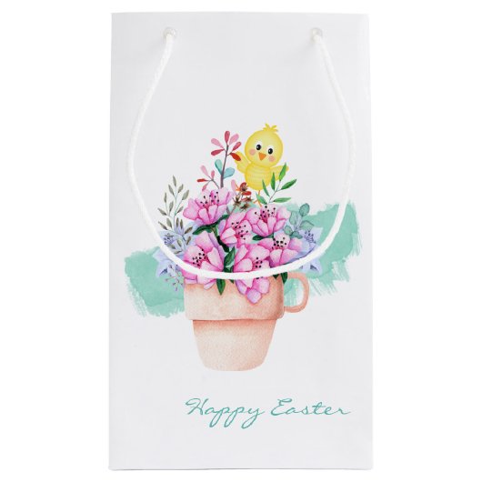 Lentbloemen met paasbakje met kleine cadeautas (Achterkant)