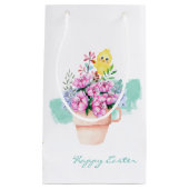 Lentbloemen met paasbakje met kleine cadeautas (Voorkant)