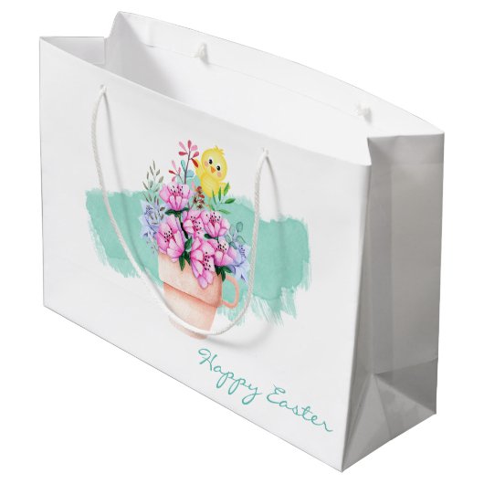 Lentbloemen met paasbaksteen groot cadeauzakje (Achterkant Gekanteld)