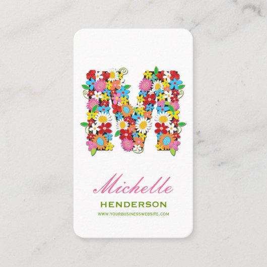 Lentbloemen Monogram M-kaart Visitekaartje (Voorkant)
