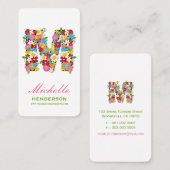 Lentbloemen Monogram M-kaart Visitekaartje (Voorkant / Achterkant)