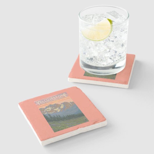 Lentbloemen - Nationaal Park van geelsteen Stenen Onderzetter (Zijkant)